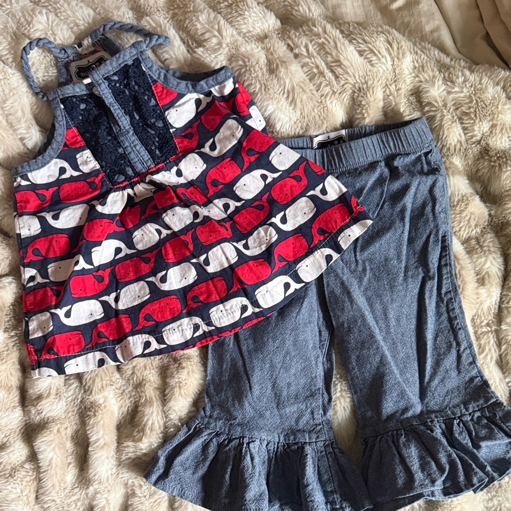 Mud Pie Blue Striped Baby Outfit